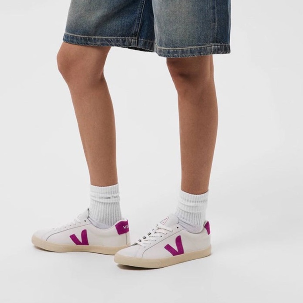 Veja Women's White and Pink Sneakers